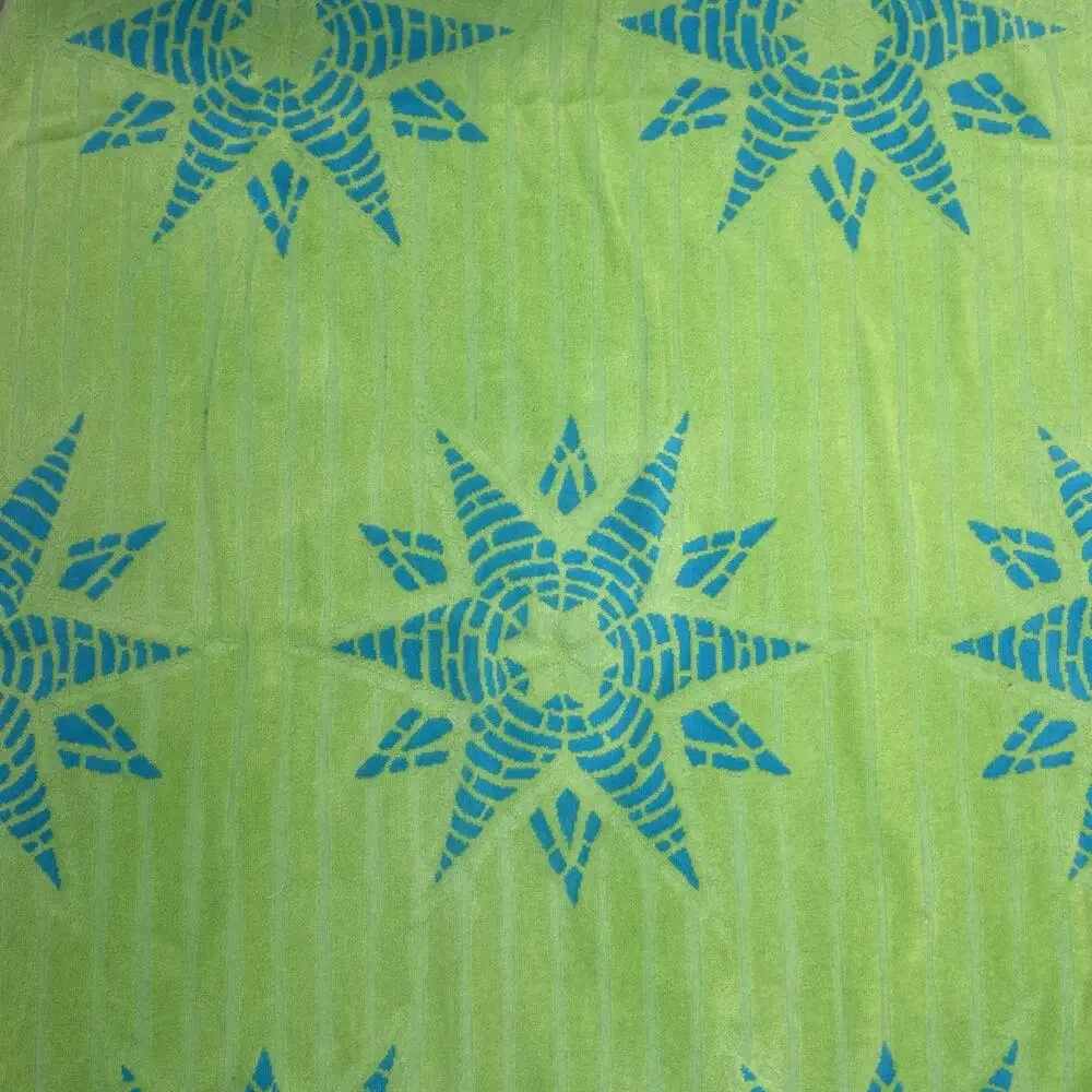 Vintage Palm Cove XL Beach Towel Green Blue Nautical 80s